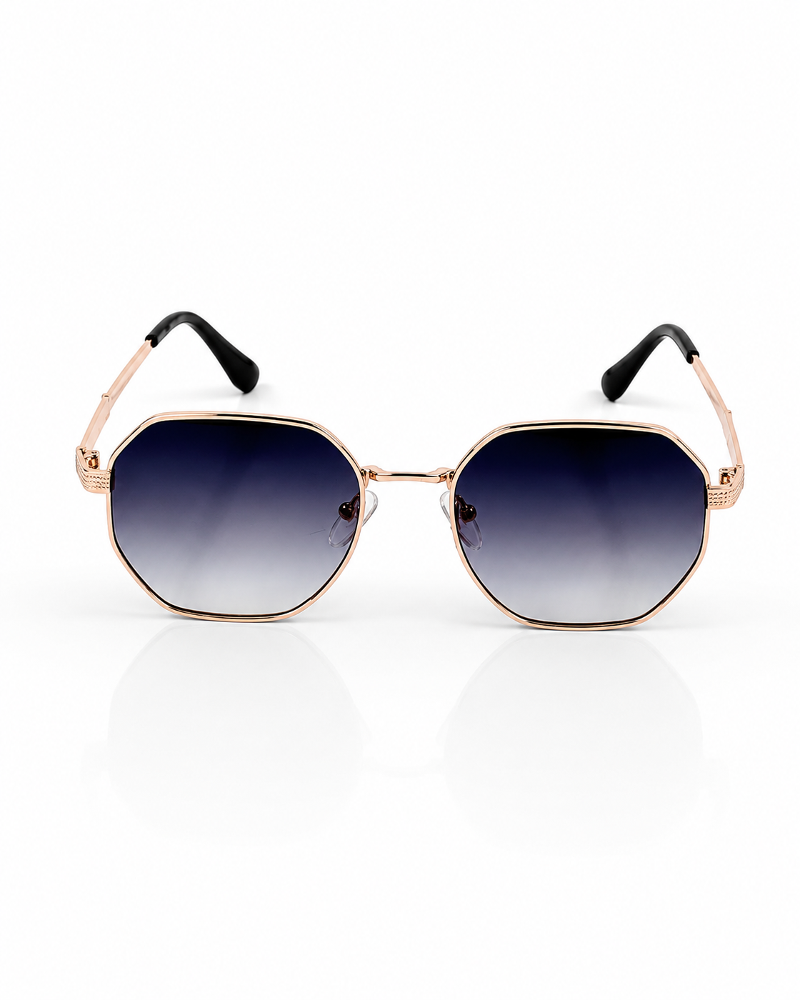 Tees – 2058 - 54 – Rose Gold Black – Metal - Sunglasses – Ladies