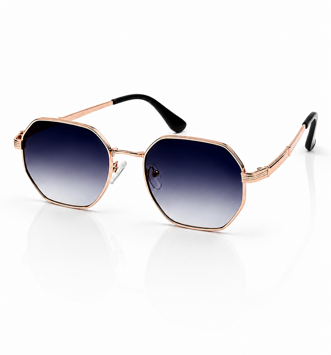 Tees – 2058 - 54 – Rose Gold Black – Metal - Sunglasses – Ladies