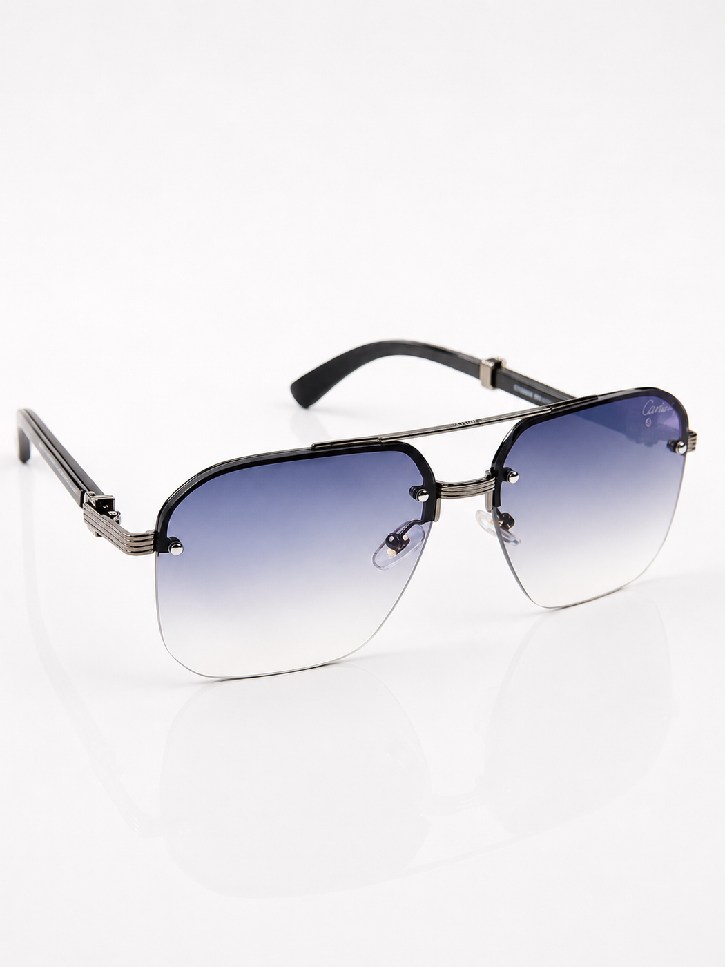 Cartier – 0369 - 60 – Black Blue – Metal - Sunglasses – Unisex