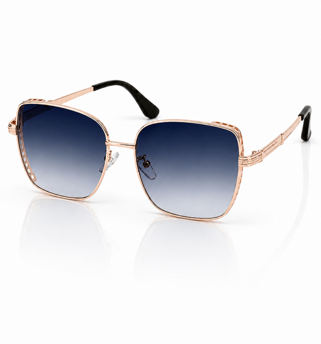 Tees – 2058 - 53 – Rose Gold Black – Metal - Sunglasses – Ladies